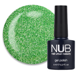 Гель-лак NUB Night Light 16 Verdure трав’янисто-зелений з блискітками і шимерами світловідбиваючий 8 мл