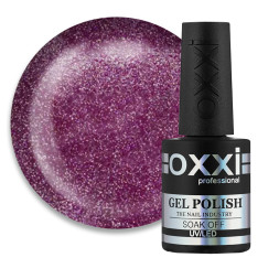 Гель-лак Oxxi Professional 090 темно-рожевий з дуже дрібними блискітками. 10 мл