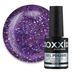 Гель-лак Oxxi Professional Star Gel 006 фиолетовый со слюдой и переливающимися блестками. 8 мл