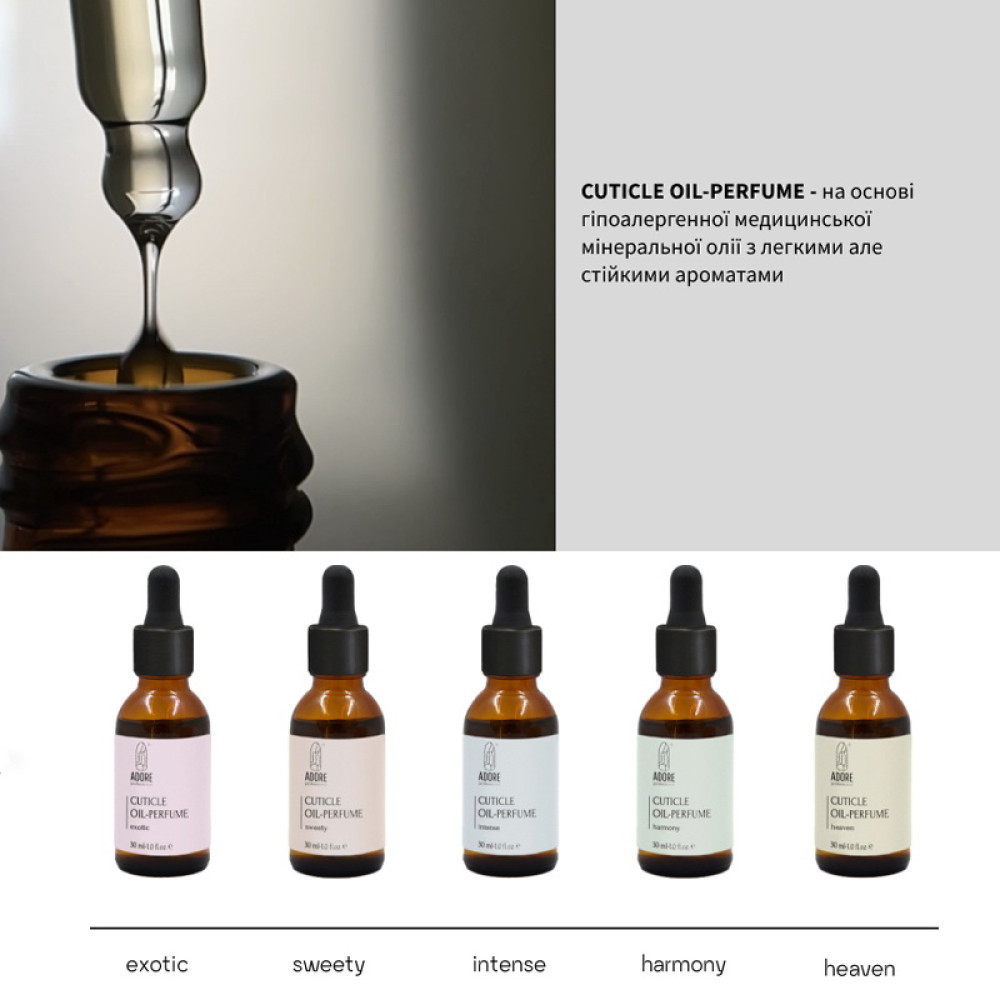 Олійка для кутикули Adore Professional Cuticle Oil-Perfume Harmony парфумована. з піпеткою. 30 мл