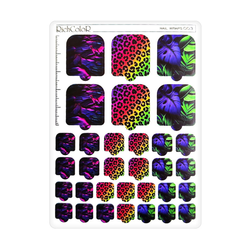 Плівка для педикюру RichColoR Nail Wraps 003 Кольорові камені. ягуар. листя