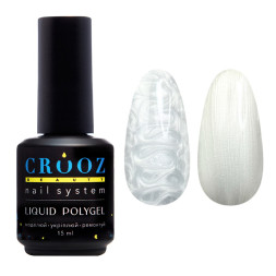 Рідкий полігель Crooz Pearl Liquid Polygel 02 перламутрове срібло 15 мл