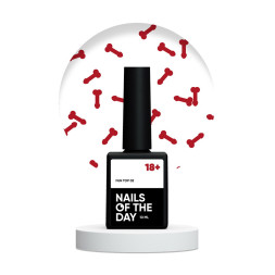 Топ для гель-лаку без липкого шару Nails Of The Day Fun! Top 02 з червоним арт-декором 10 мл