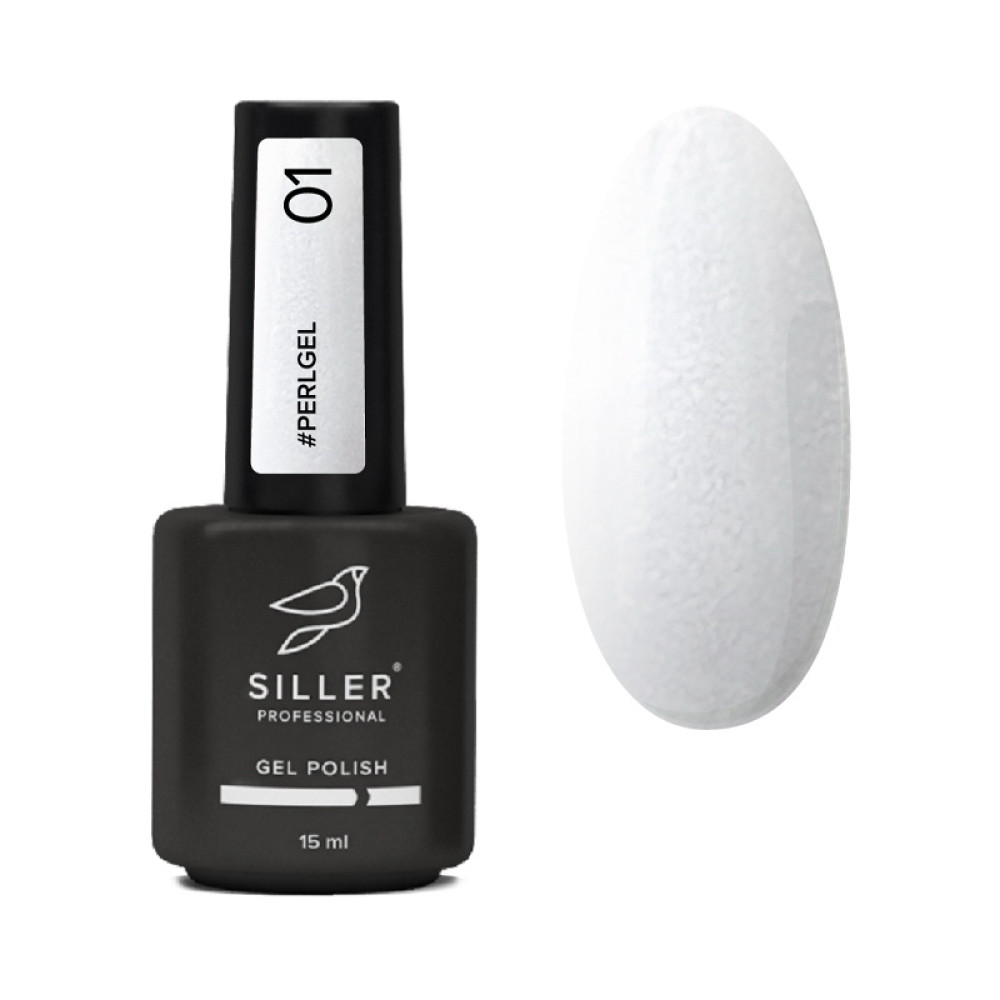 Рідкий гель Siller Professional Pearl Bottle Gel 01 з пензликом для зміцнення нігтів з перлинним ефектом молочний 15 мл