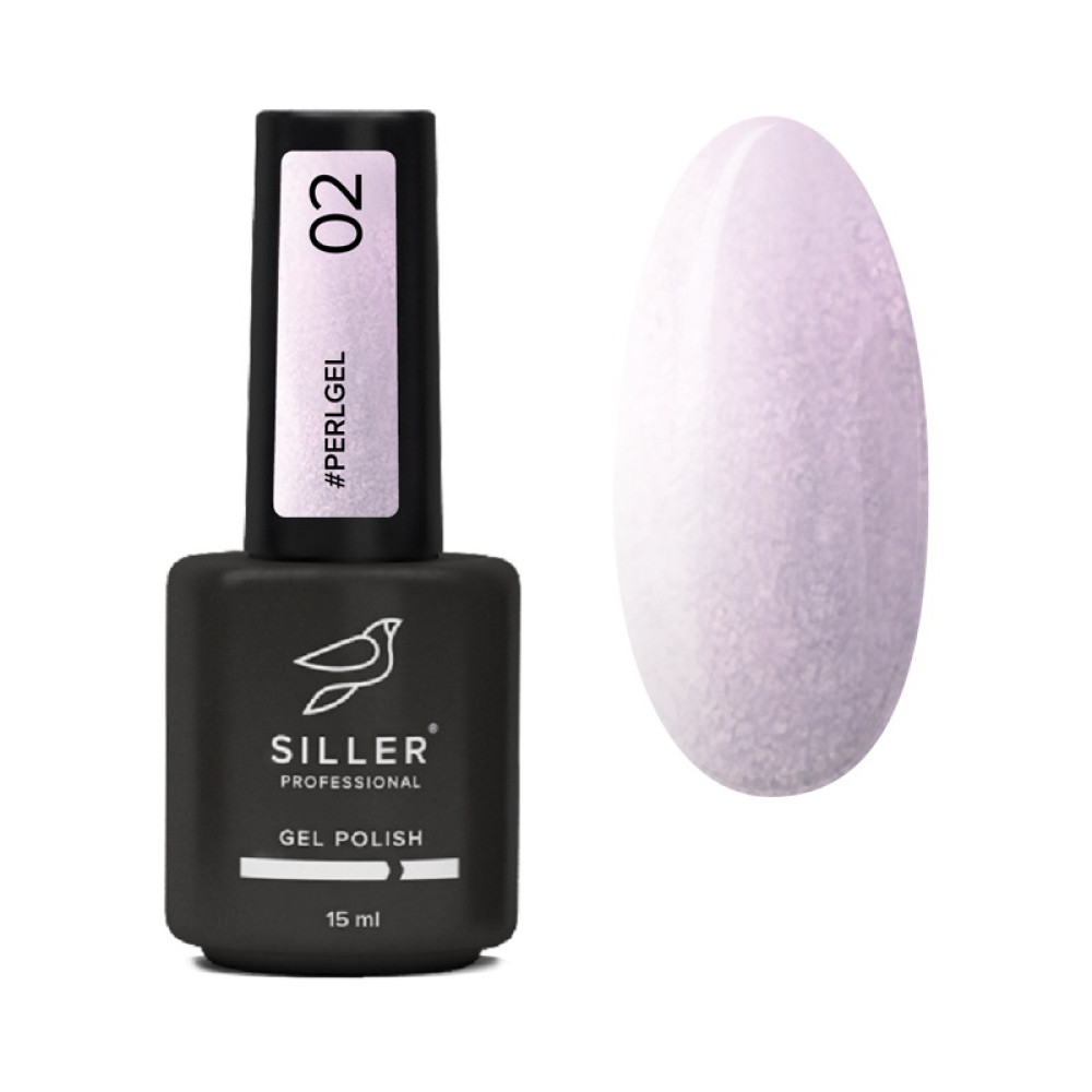 Рідкий гель Siller Professional Pearl Bottle Gel 02 з пензликом для зміцнення нігтів з перлинним ефектом молочний з ліловим відлив