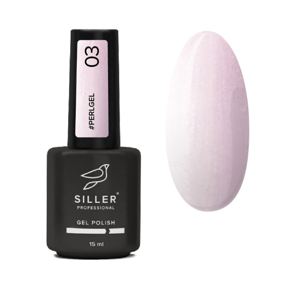 Рідкий гель Siller Professional Pearl Bottle Gel 03 з пензликом для зміцнення нігтів з перлинним ефектом рожевий 15 мл