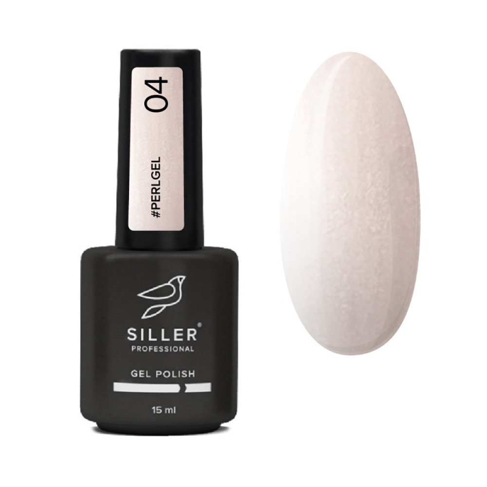 Рідкий гель Siller Professional Pearl Bottle Gel 04 з пензликом для зміцнення нігтів з перлинним ефектом рожево-персиковий 15 мл