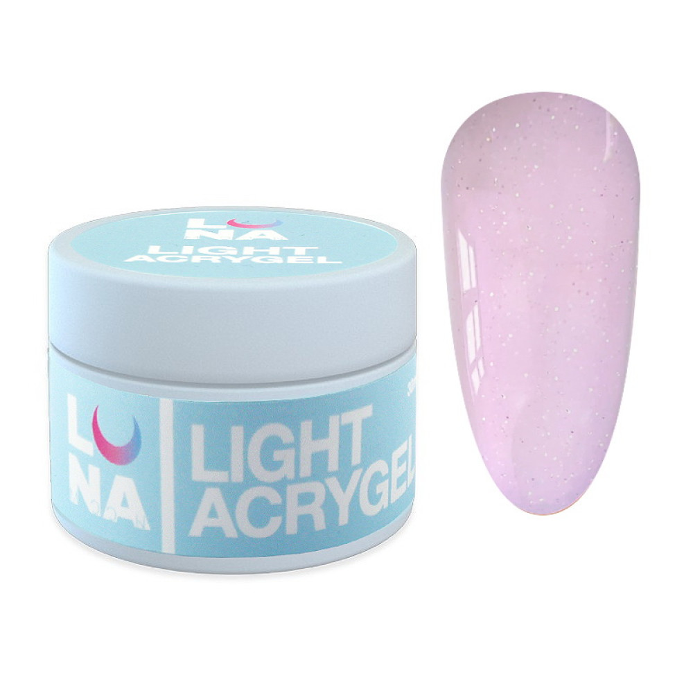 Рідкий гель Luna Light Acrygel 26 для нарощування прохолодний рожевий з блискітками 30 мл