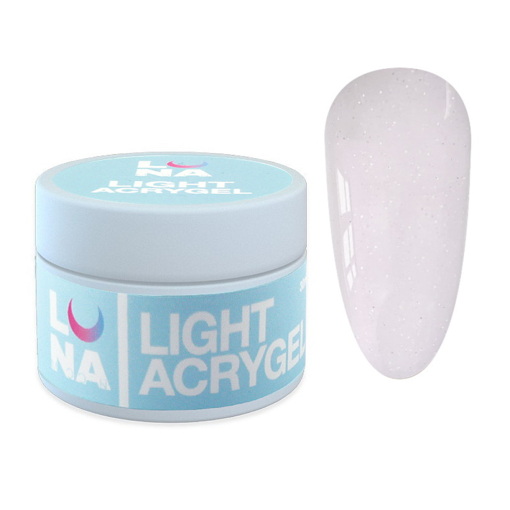 Рідкий гель Luna Light Acrygel 27 для нарощування молочний з блискітками 30 мл