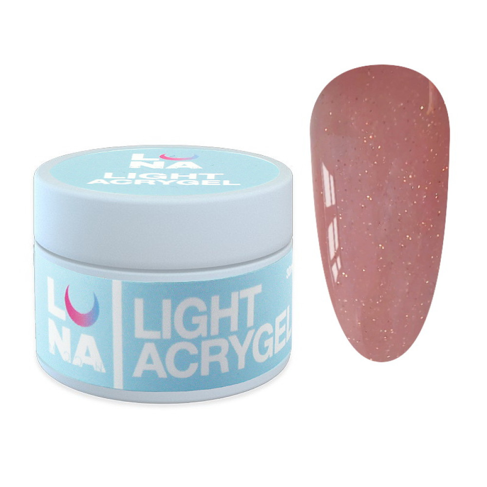 Жидкий гель Luna Light Acrygel 30 для наращивания бежевый с блестками 30 мл