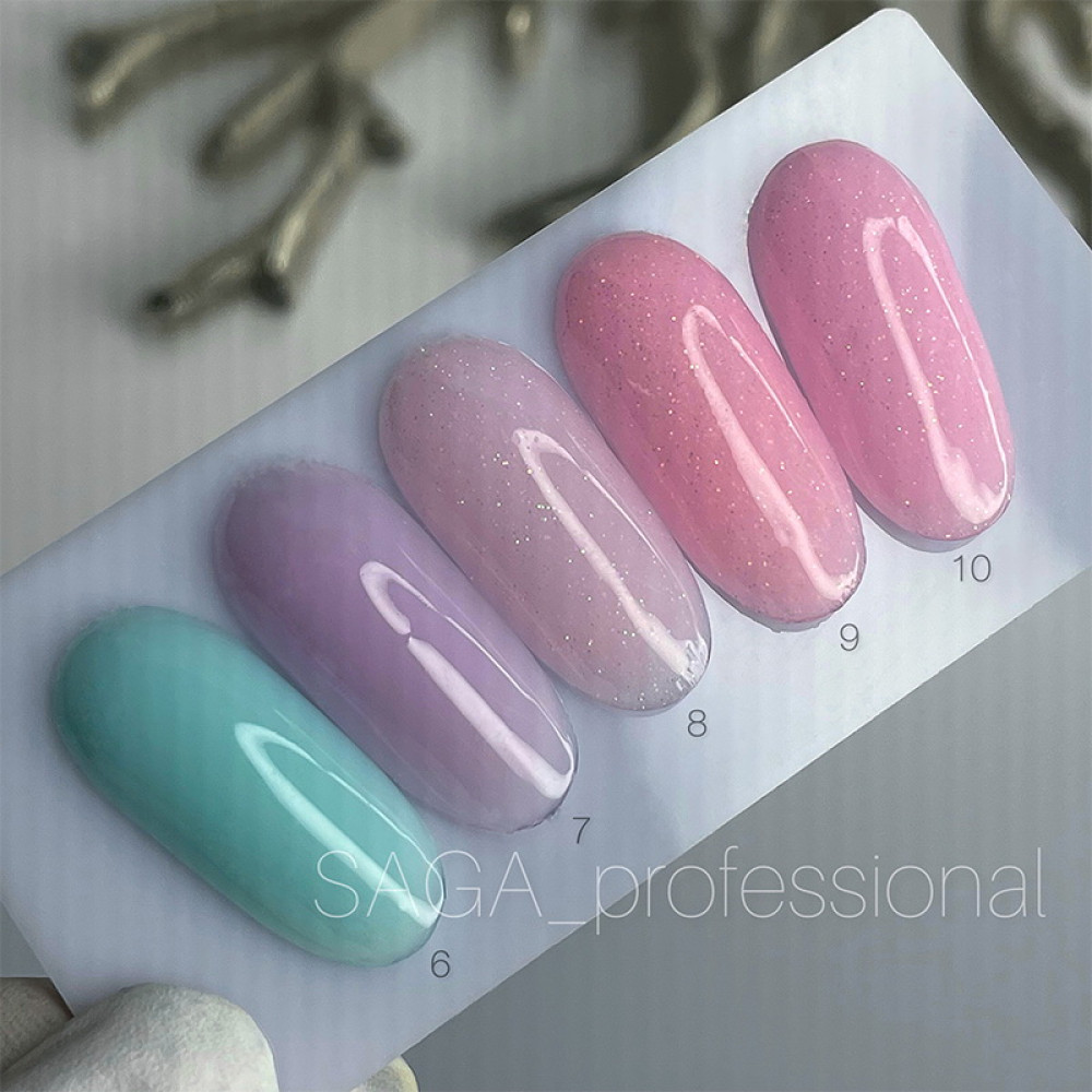 База цветная Saga Professional Color Base 008 холодный розовый с переливающимися шиммерами 9 мл