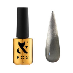 Гель-лак F.O.X Cat Eye Crystalline 004 насыщенный серый с мелким металлизированным шиммером 7 мл