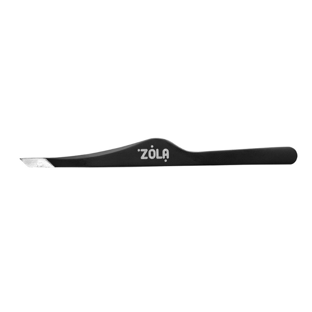 Пинцет для бровей ZOLA Professional Tweezers Beveled Black скошенные кромки цвет черный