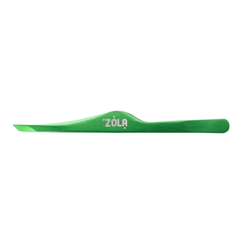 Пинцет для бровей ZOLA Professional Tweezers Beveled Green скошенные кромки цвет зеленый