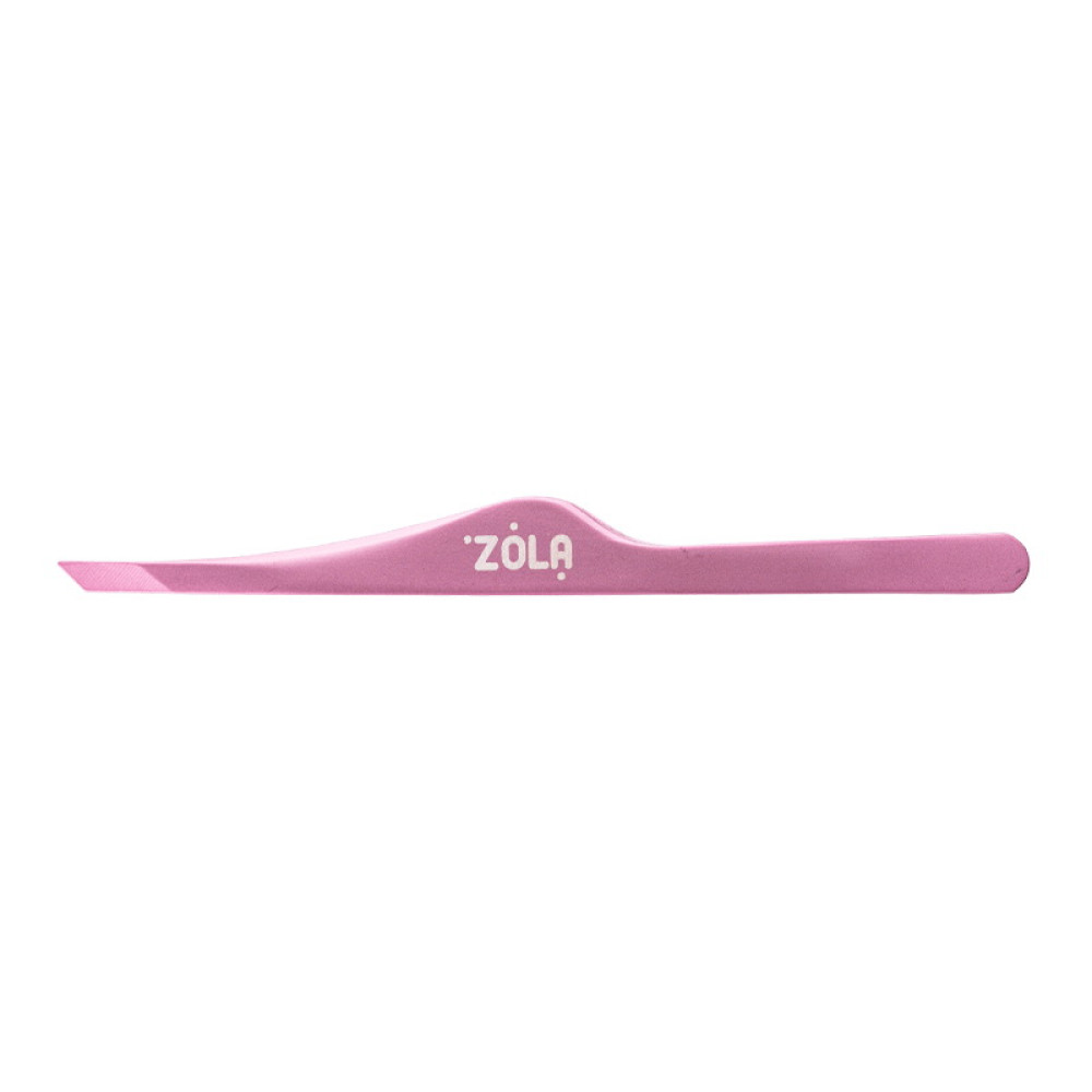 Пінцет для брів ZOLA Professional Tweezers Beveled Light Pink скошені кромки колір світло-рожевий