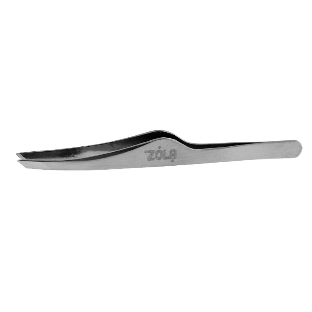 Пінцет для брів ZOLA Professional Tweezers Beveled New Silver скошені кромки колір срібло