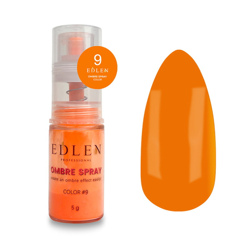 Пудра спрей для дизайна Edlen Professional Ombre Spray Color 09 апельсиновый неон 5 г