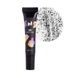 Гель для объемных дизайнов Jerden Proff 3D Jelly Gel 01 Dots прозрачный с черными хлопьями 8 г