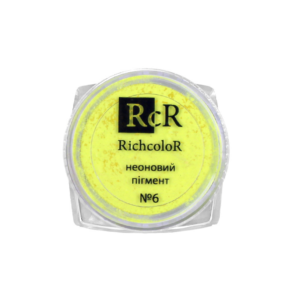 Пигмент неоновый для дизайна ногтей RichColoR 06. цвет желтый. 1 г