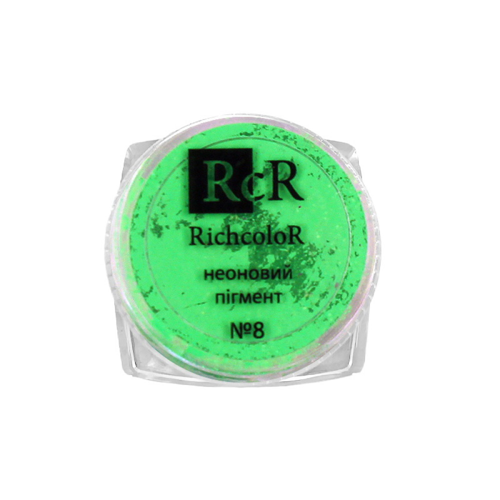 Пигмент неоновый для дизайна ногтей RichColoR 08. цвет зеленый. 1 г