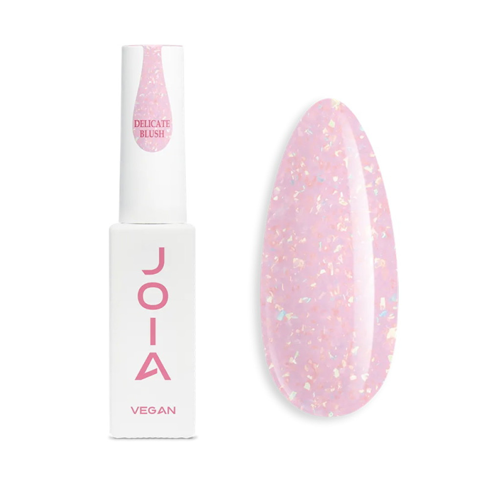 Рідкий гель JOIA vegan PolyLiquid Gel Delicate Blush для зміцнення та моделювання молочно-рожевий з золотою поталлю 8 мл