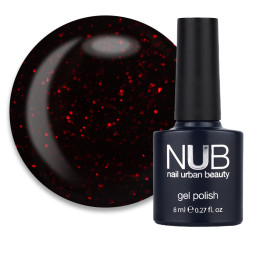 Гель-лак NUB 238 Wanderlust сливовый с красными блестками 8 мл
