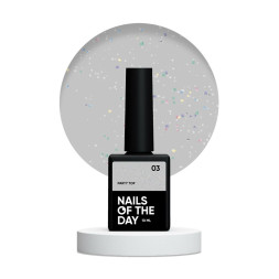 Топ для гель-лака без липкого слоя Nails Of The Day Party Top 03 прозрачный с голографическим шиммером 10 мл