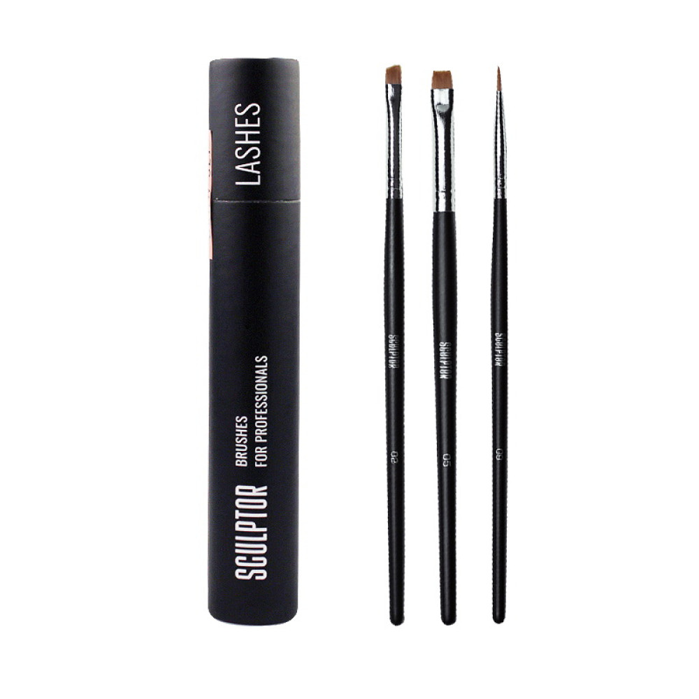 Набір пензлів для ламінування та фарбування брів Sculptor Lash Brow Set 3 шт