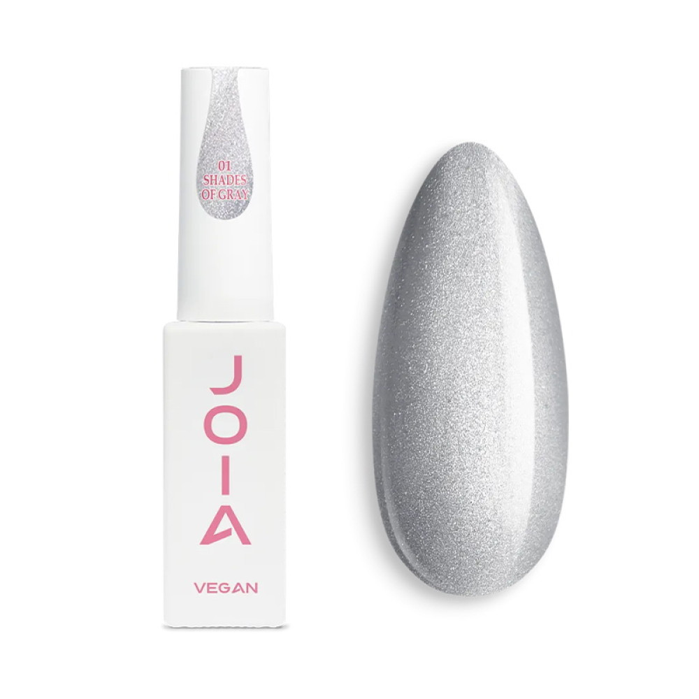 База камуфлирующая для гель-лака JOIA vegan Magic Cat Base 01 Shades of Gray серый оттенок с серебряными переливами 8 мл