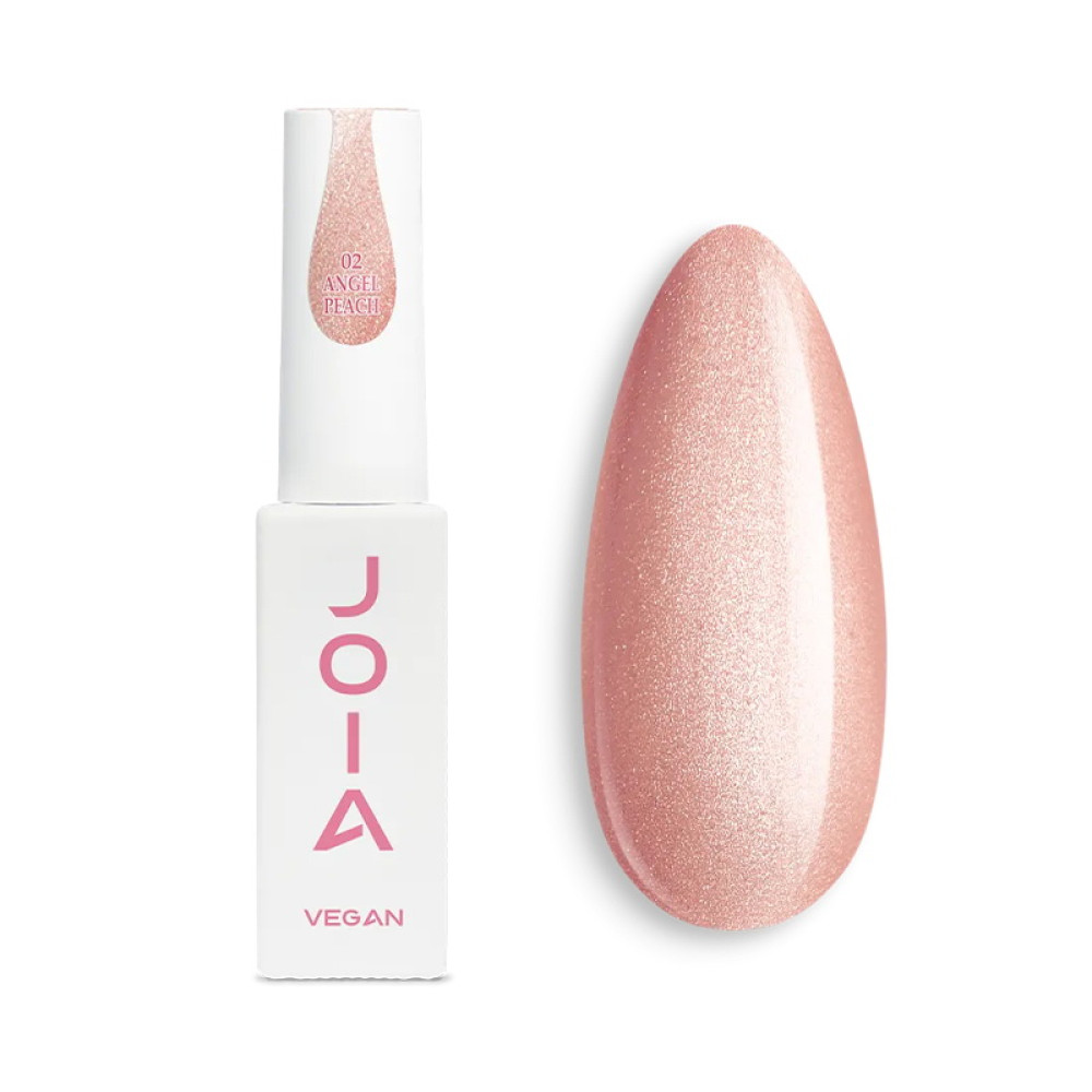 База камуфлююча для гель-лаку JOIA vegan Magic Cat Base 02 Angel Peach персиковий зі срібними переливами 8 мл