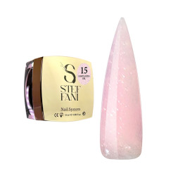 Акрил-гель Steffani Light Acryl Gel 15 для зміцнення нігтів ніжний рожевий з блискітками та шимером 10 мл