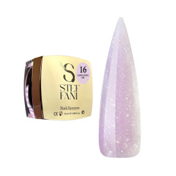 Акрил-гель Steffani Light Acryl Gel 16 для зміцнення нігтів ніжний бузковий з блискітками та шимером 10 мл