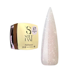 Акрил-гель Steffani Light Acryl Gel 17 для зміцнення нігтів бежевий брют з блискітками та шимером 10 мл