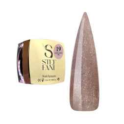 Акрил-гель Steffani Light Acryl Gel 19 для зміцнення нігтів карамельно-бежевий з блискітками та шимером 10 мл