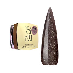 Акрил-гель Steffani Light Acryl Gel 20 для зміцнення нігтів полуничний латте з блискітками та шимером 10 мл