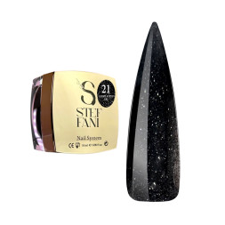 Акрил-гель Steffani Light Acryl Gel 21 для зміцнення нігтів чорний з блискітками 10 мл