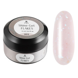 Гель F.O.X Shine Gel Flakes 003 для укрепления ногтей с блестками и поталью светло-розовый 15 мл