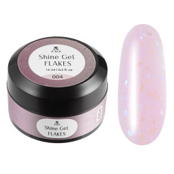 Гель F.O.X Shine Gel Flakes 004 для укрепления ногтей с блестками и поталью пастельный розово-лиловый 15 мл