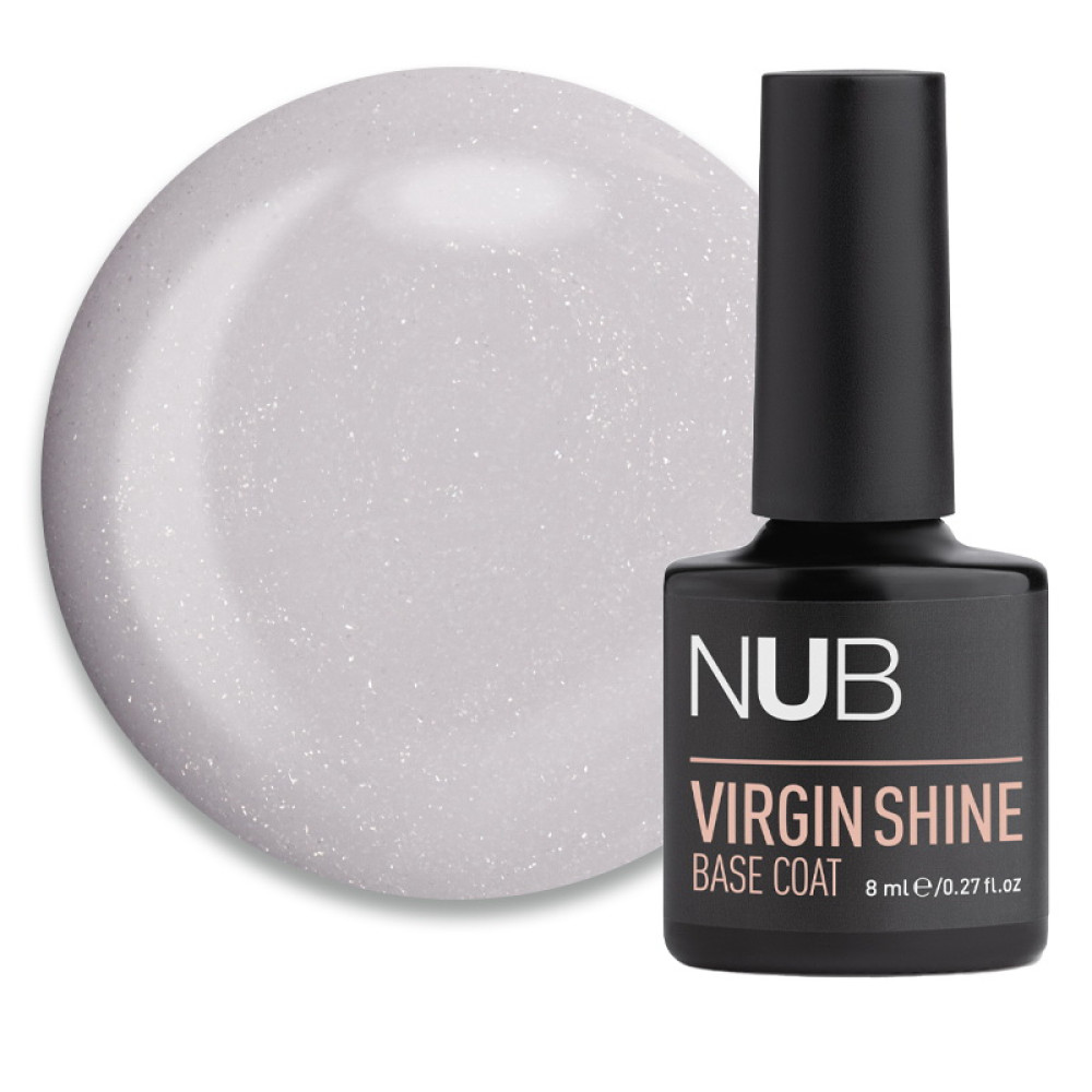 База камуфлирующая каучуковая для гель-лака NUB Virgin Shine Base Coat 02 Ash кремовый с шиммером 8 мл