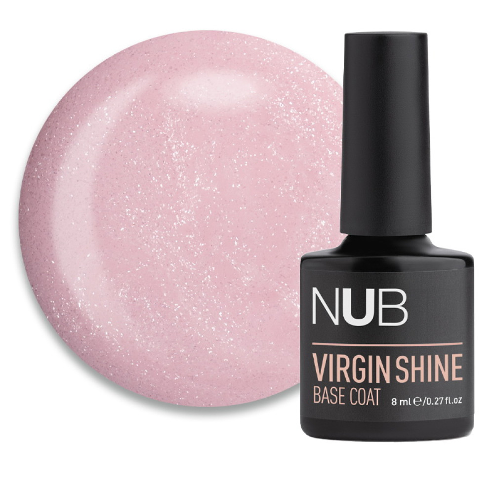 База камуфлирующая каучуковая для гель-лака NUB Virgin Shine Base Coat 03 Pink светло-розовый с шиммером 8 мл