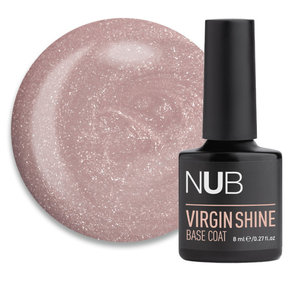 База камуфлирующая каучуковая для гель-лака NUB Virgin Shine Base Coat 05 Cocoa нюдовый латте с шиммером 8 мл