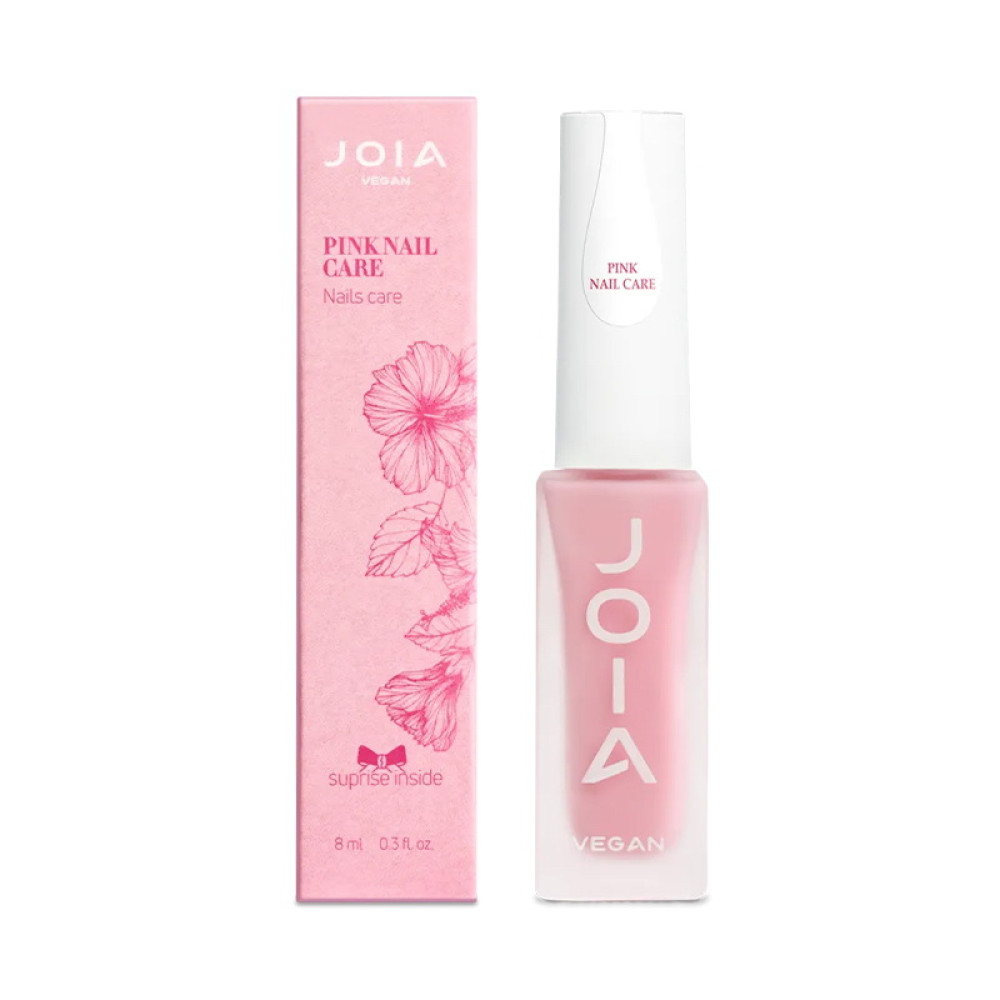 Средство для укрепления ногтей JOIA vegan Pink Nail Care розовый с блестками 8 мл