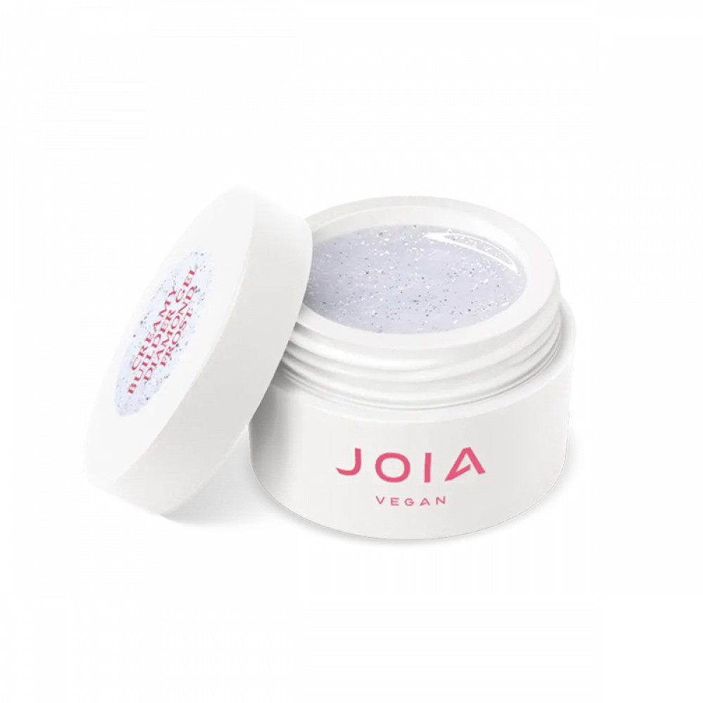 Гель моделюючий JOIA vegan Creamy Builder Gel Diamond Frost напівпрозорий молочний зі срібними блискітками 15 мл