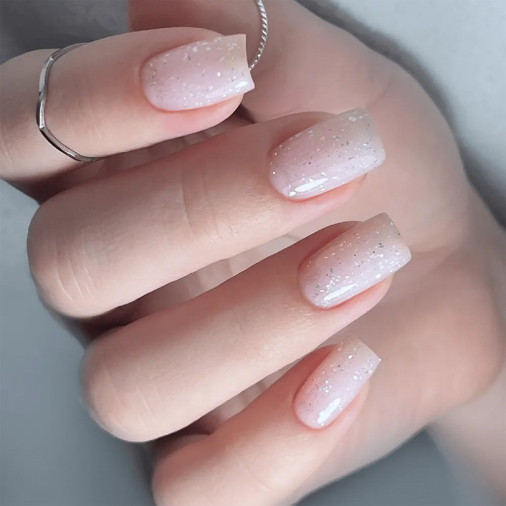 Гель моделюючий JOIA vegan Creamy Builder Gel Diamond Frost напівпрозорий молочний зі срібними блискітками 15 мл