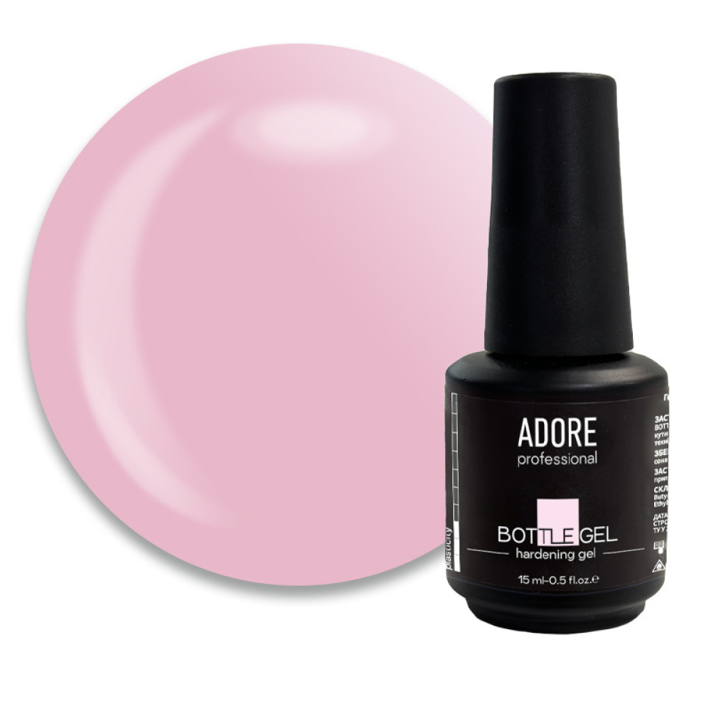 Гель камуфлирующий Adore Professional Bottle Gel Light Pink для укрепления ногтей натуральный светло-розовый 15 мл