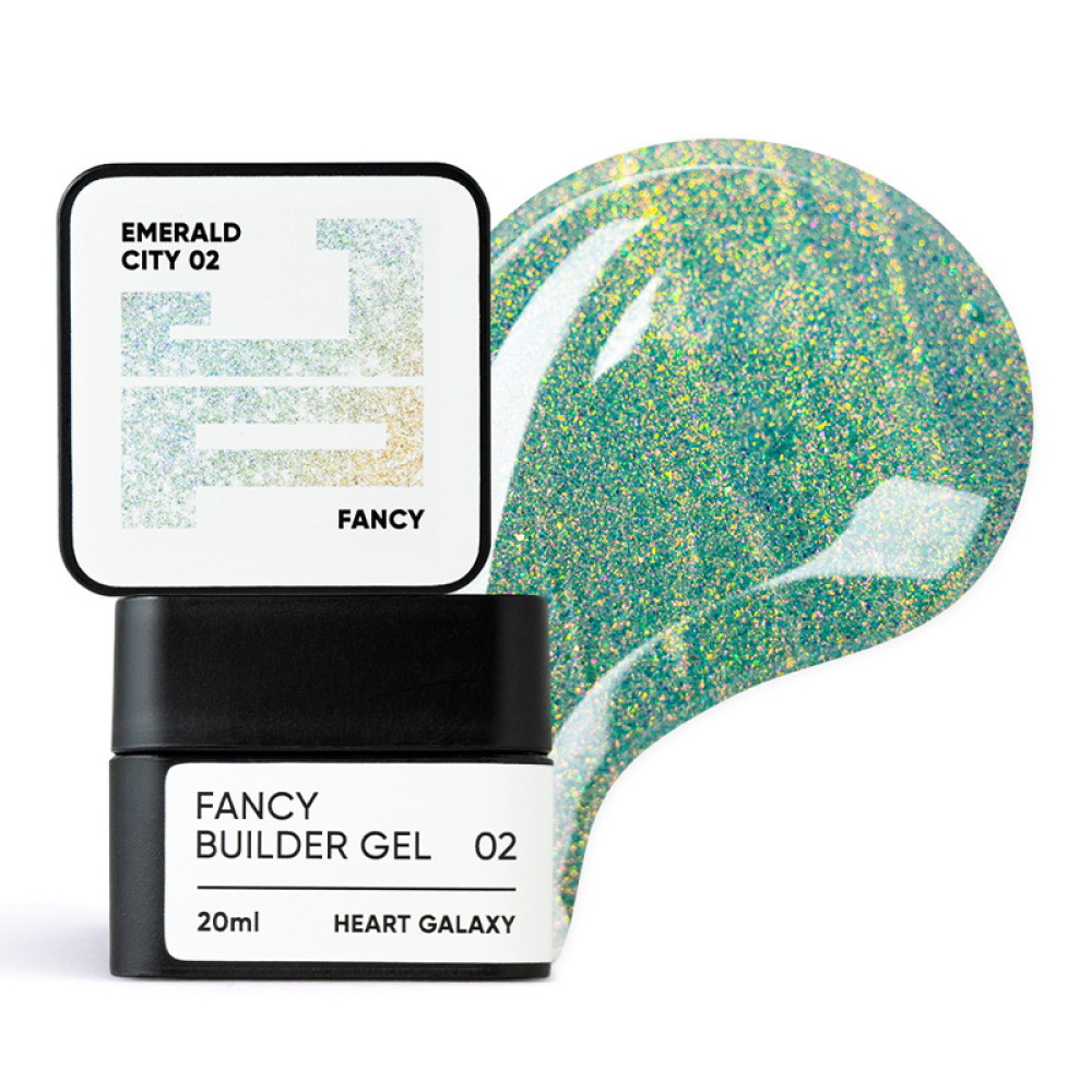 Билдер-гель Jerden Proff Fancy Builder Gel 02 Emerald City для наращивания и моделирования с эффектом хамелеона светлый изумруд 20