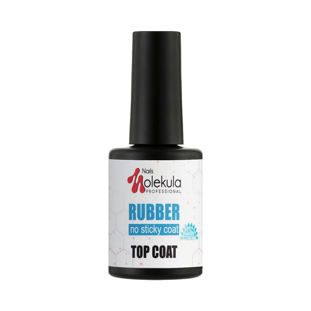 Топ каучуковый для гель-лака без липкого слоя Nails Molekula Rubber No Sticky Top Coat. 12 мл