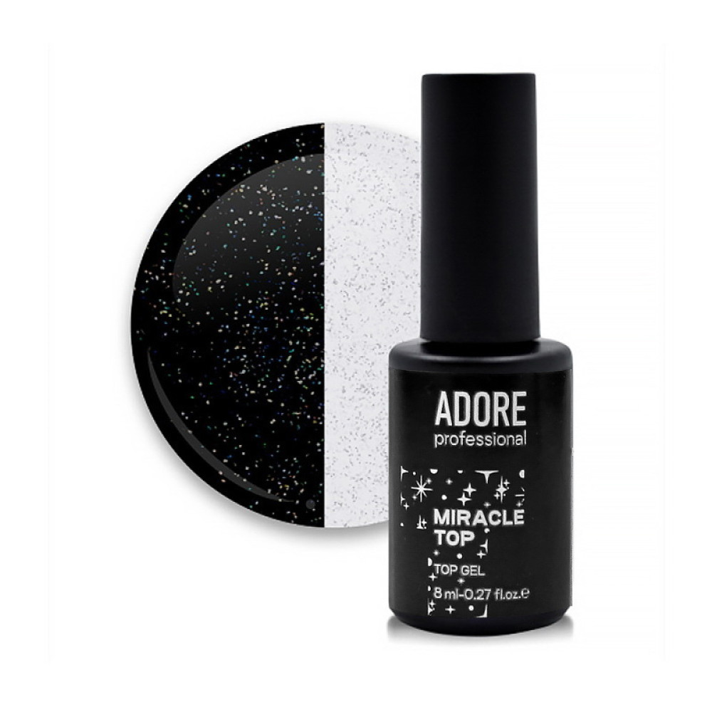 Топ для гель-лака без липкого слоя Adore Professional Miracle Top 05 Golographic Shimmer c голографическими блестками. 8 мл