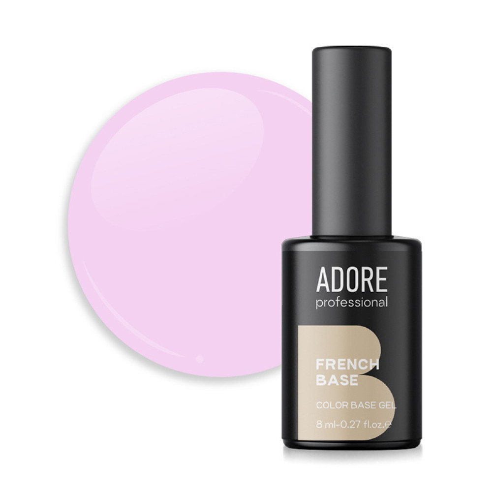 База камуфлирующая Adore Professional Rubber Cover French Base 15 Baby Blush. цвет светлый розово-сиреневый. 7.5 мл