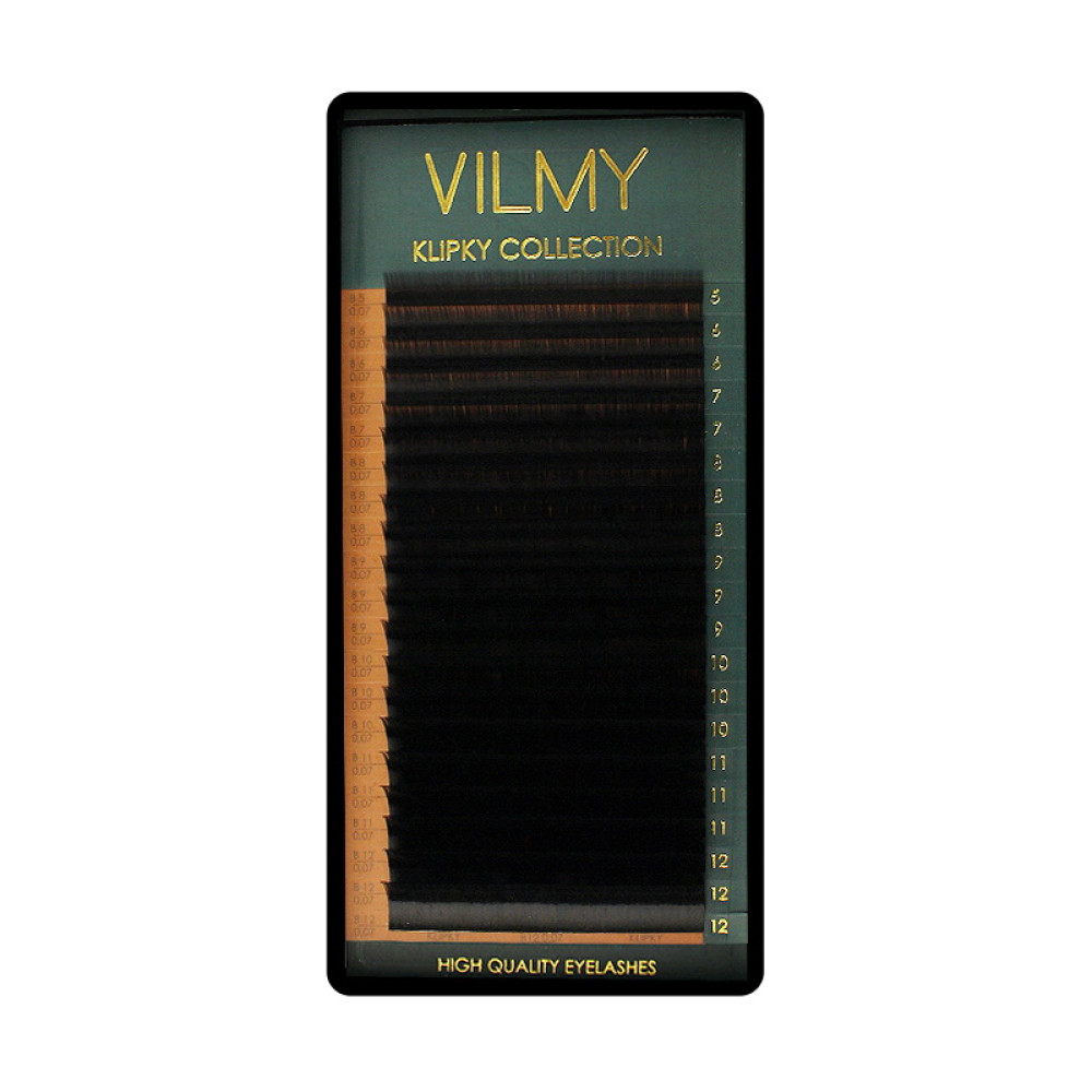 Ресницы Vilmy Klipky Black 20 рядов mix B 0.07 (5-12 мм) черные